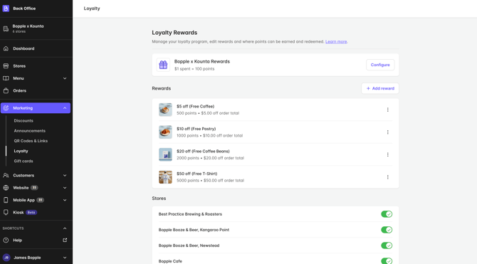 Loyalty rewards w custom titles